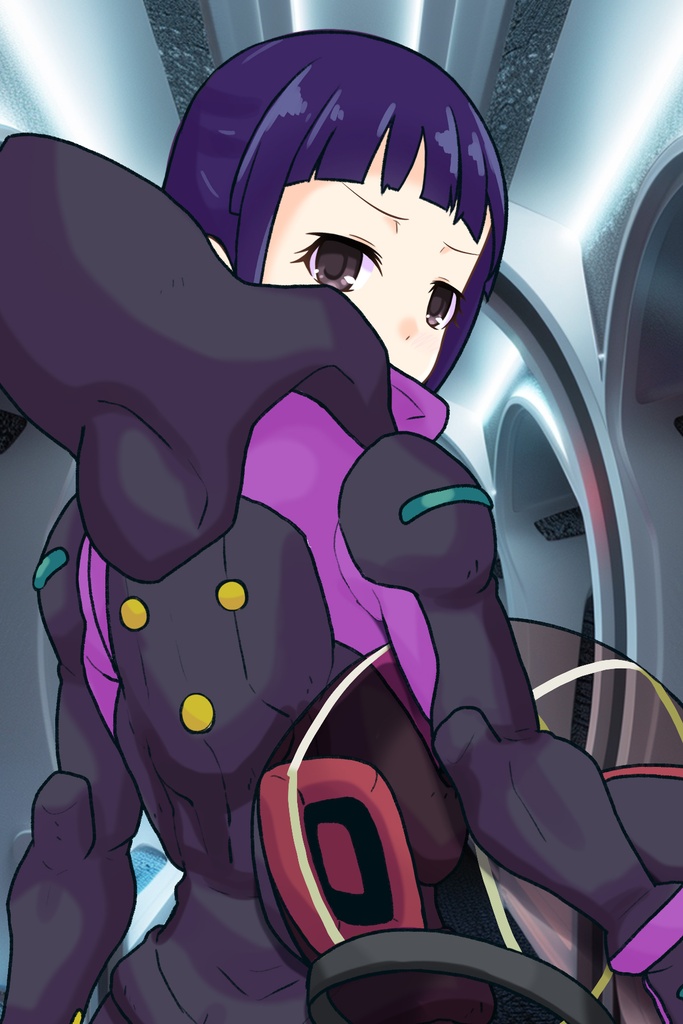 ゆりちゃん+ユリン・ルシェルのパイロットスーツ【機動戦士ガンダムAGE-2】斜め前アングル Diagonal front angle Yuri is wearing Yurin L'Ciel's Pilot Suit【Mobile Suit Gundam AGE-2】