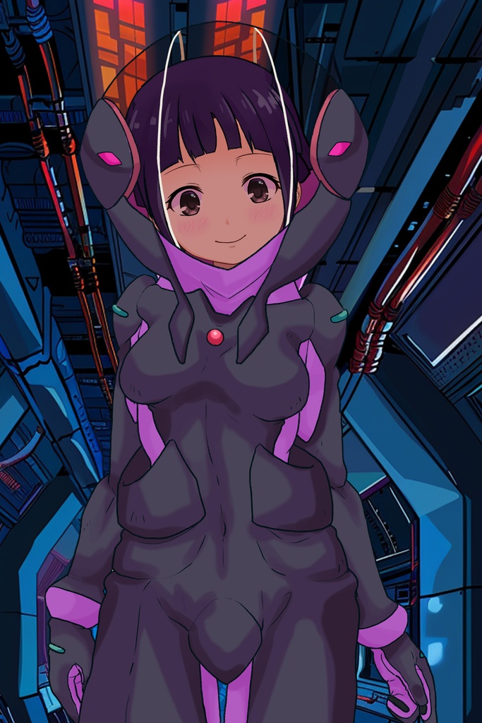 ゆりちゃん+ユリン・ルシェルのパイロットスーツ【機動戦士ガンダムAGE-3】斜め前アングル Diagonal front angle Yuri is wearing Yurin L'Ciel's Pilot Suit【Mobile Suit Gundam AGE-3】
