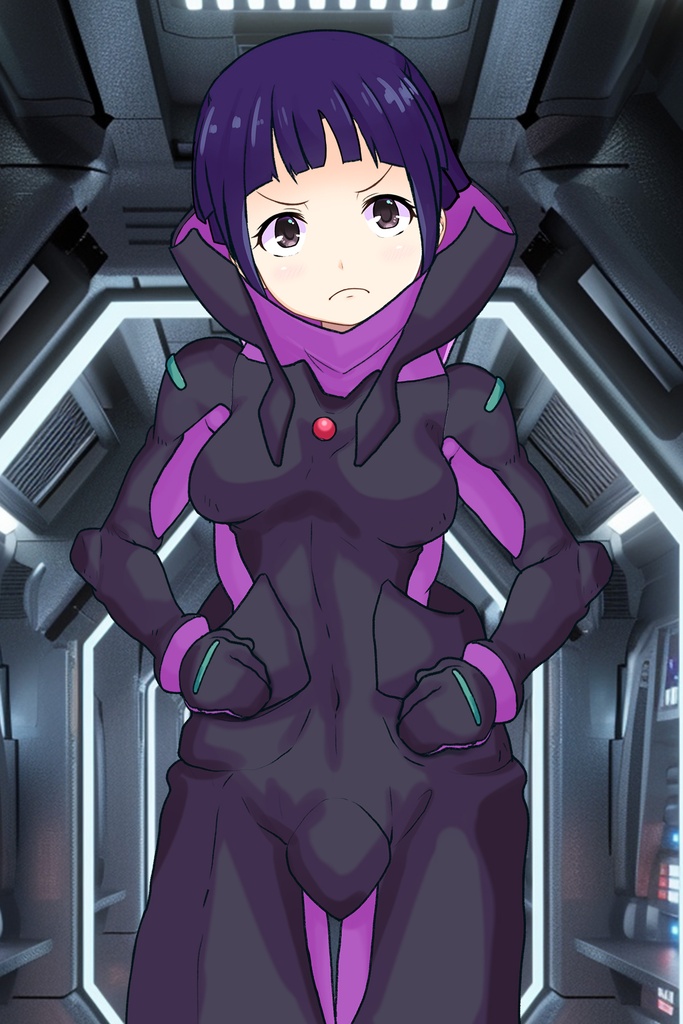 ゆりちゃん+ユリン・ルシェルのパイロットスーツ【機動戦士ガンダムAGE-3】斜め前アングル Diagonal front angle Yuri is wearing Yurin L'Ciel's Pilot Suit【Mobile Suit Gundam AGE-3】