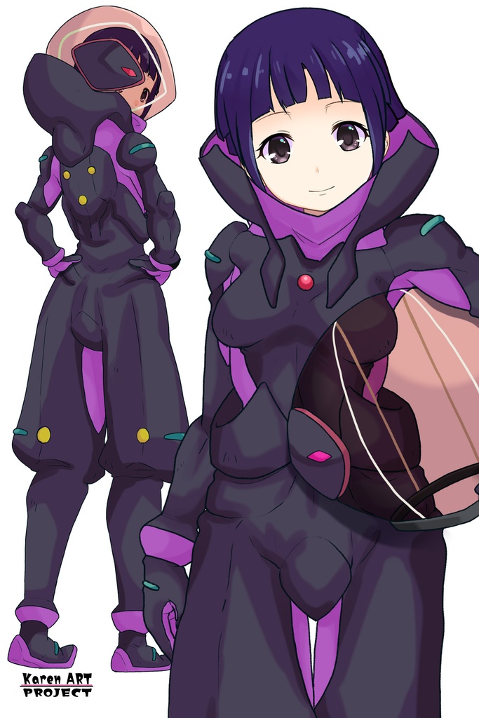 ゆりちゃん+ユリン・ルシェルのパイロットスーツ【機動戦士ガンダムAGE-3】斜め前アングル Diagonal front angle Yuri is wearing Yurin L'Ciel's Pilot Suit【Mobile Suit Gundam AGE-3】