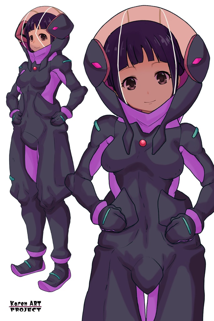 ゆりちゃん+ユリン・ルシェルのパイロットスーツ【機動戦士ガンダムAGE-3】斜め前アングル Diagonal front angle Yuri is wearing Yurin L'Ciel's Pilot Suit【Mobile Suit Gundam AGE-3】