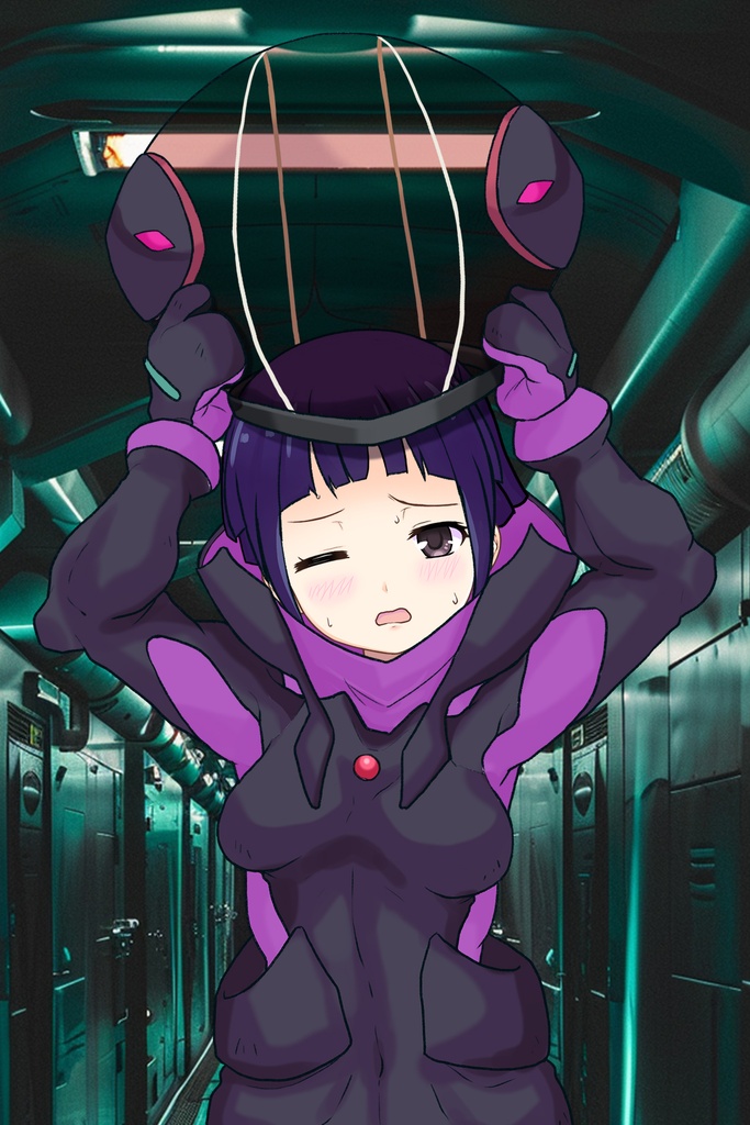 ゆりちゃん+ユリン・ルシェルのパイロットスーツ【機動戦士ガンダムAGE-3】斜め前アングル Diagonal front angle Yuri is wearing Yurin L'Ciel's Pilot Suit【Mobile Suit Gundam AGE-3】