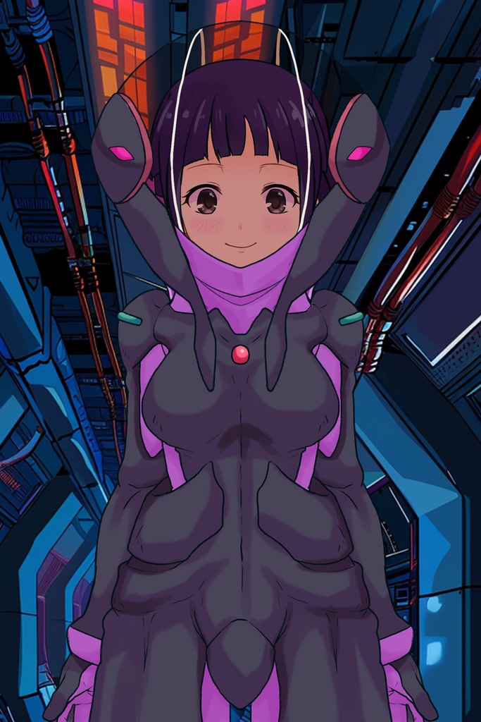 ゆりちゃん+ユリン・ルシェルのパイロットスーツ【機動戦士ガンダムAGE-4】斜め前アングル Diagonal front angle Yuri is wearing Yurin L'Ciel's Pilot Suit【Mobile Suit Gundam AGE-4】