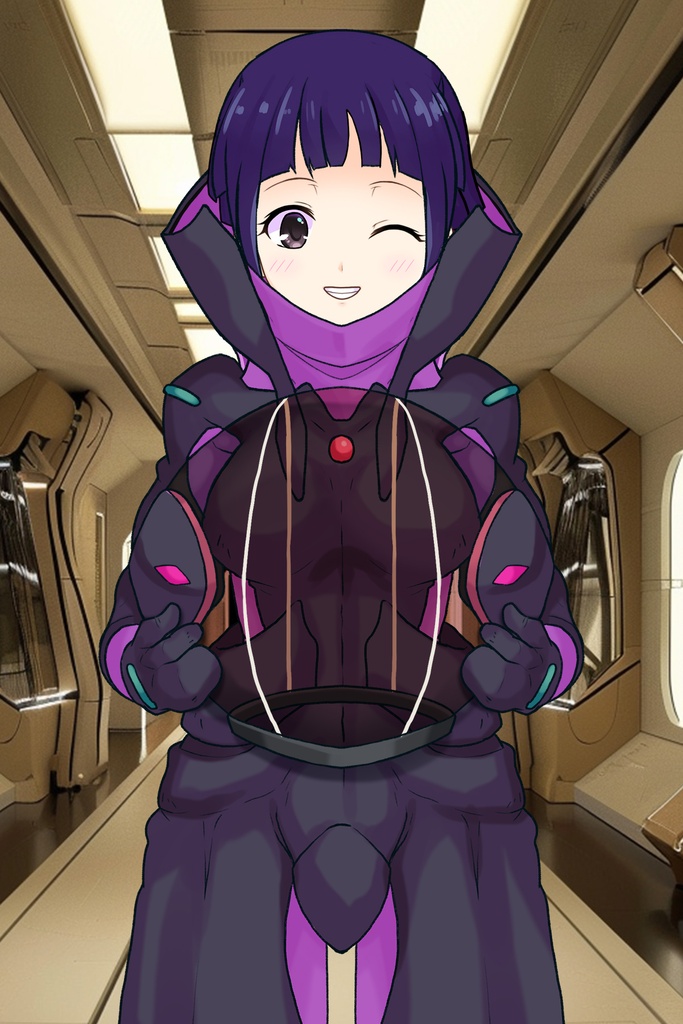 ゆりちゃん+ユリン・ルシェルのパイロットスーツ【機動戦士ガンダムAGE-4】斜め前アングル Diagonal front angle Yuri is wearing Yurin L'Ciel's Pilot Suit【Mobile Suit Gundam AGE-4】