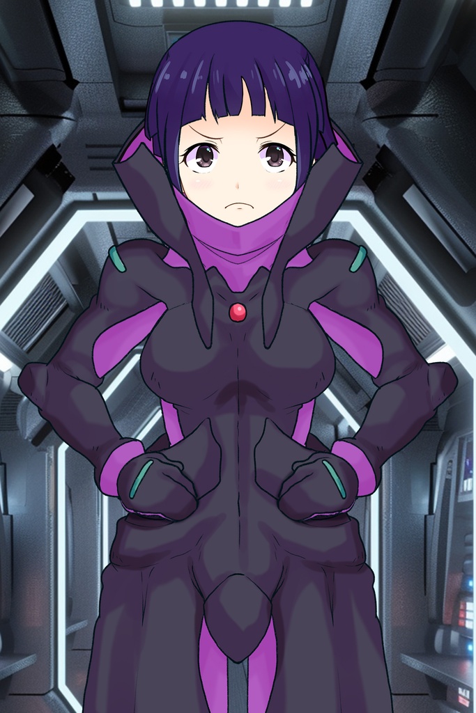 ゆりちゃん+ユリン・ルシェルのパイロットスーツ【機動戦士ガンダムAGE-4】斜め前アングル Diagonal front angle Yuri is wearing Yurin L'Ciel's Pilot Suit【Mobile Suit Gundam AGE-4】