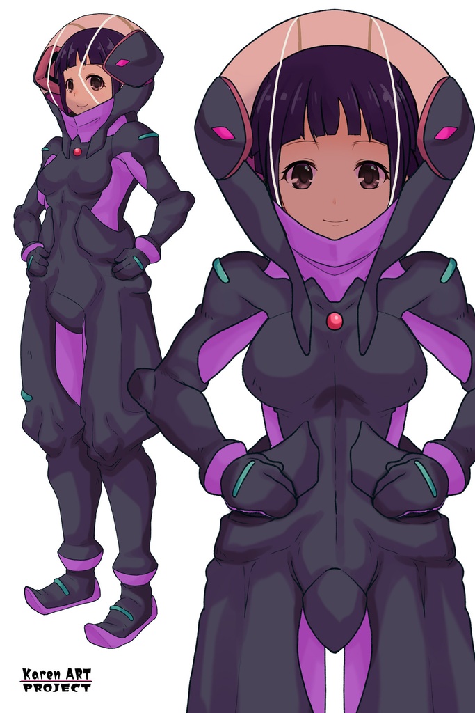 ゆりちゃん+ユリン・ルシェルのパイロットスーツ【機動戦士ガンダムAGE-4】斜め前アングル Diagonal front angle Yuri is wearing Yurin L'Ciel's Pilot Suit【Mobile Suit Gundam AGE-4】