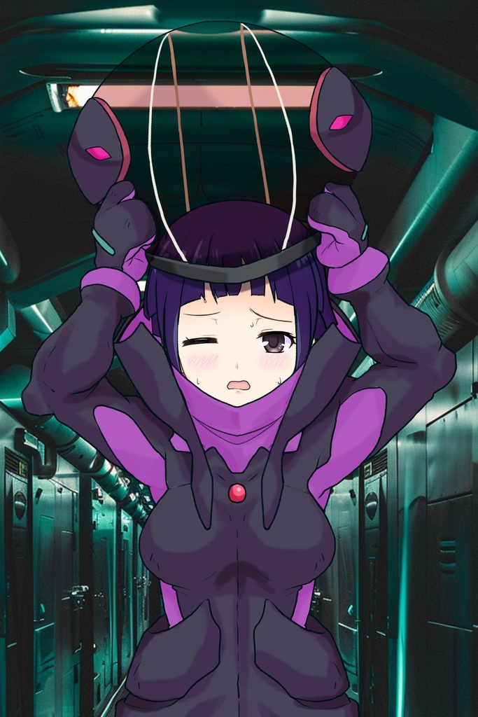 ゆりちゃん+ユリン・ルシェルのパイロットスーツ【機動戦士ガンダムAGE-4】斜め前アングル Diagonal front angle Yuri is wearing Yurin L'Ciel's Pilot Suit【Mobile Suit Gundam AGE-4】