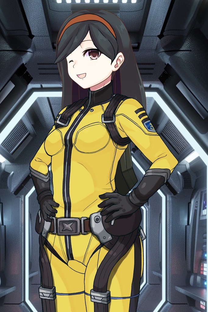 カレンちゃん+西条 未来のパイロットスーツ【宇宙戦艦ヤマト2199-1】斜め前アングル Diagonal front angle Karen is wearing Miki Saijyo's Pilot Suit【Space Battleship Yamato 2199-1】
