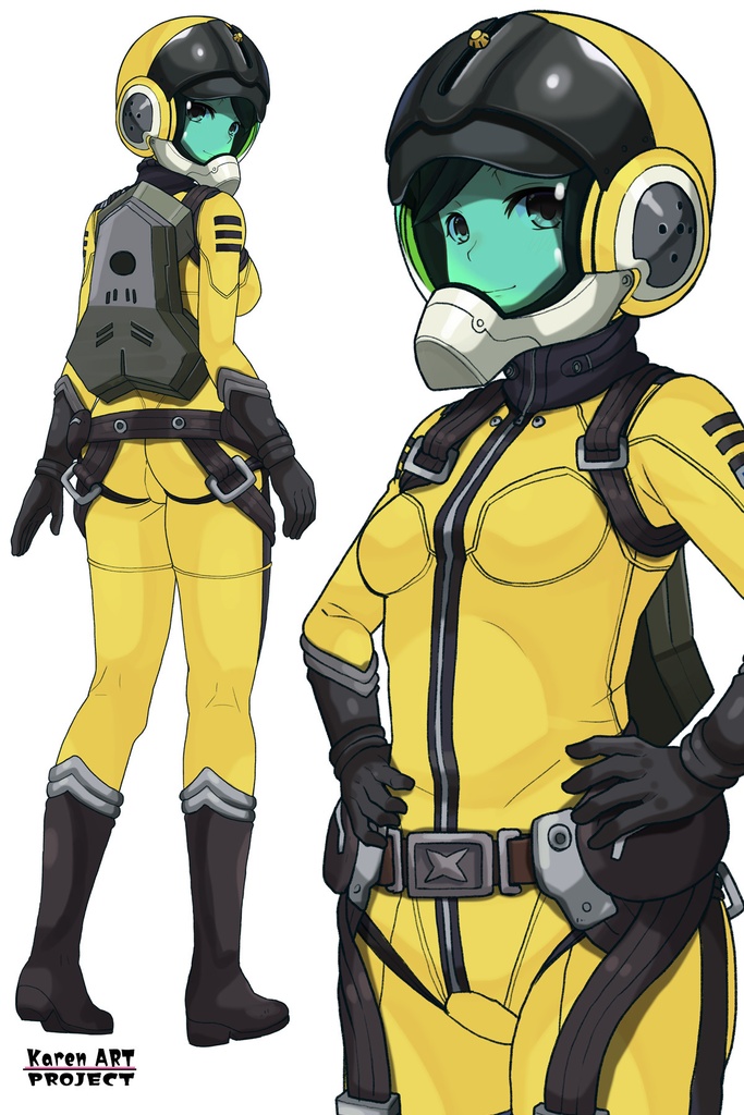 カレンちゃん+西条 未来のパイロットスーツ【宇宙戦艦ヤマト2199-1】斜め前アングル Diagonal front angle Karen is wearing Miki Saijyo's Pilot Suit【Space Battleship Yamato 2199-1】