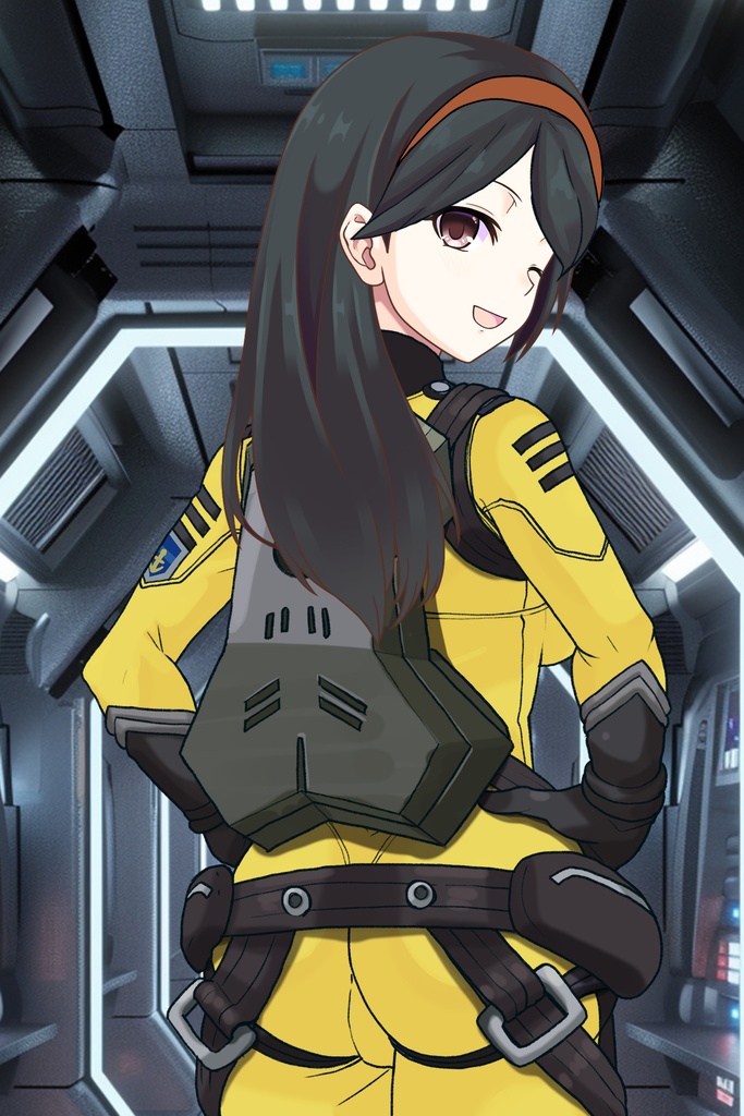 カレンちゃん+西条 未来のパイロットスーツ【宇宙戦艦ヤマト2199-2】背面 Back Angle Karen is wearing Miki Saijyo's Pilot Suit【Space Battleship Yamato 2199-2】