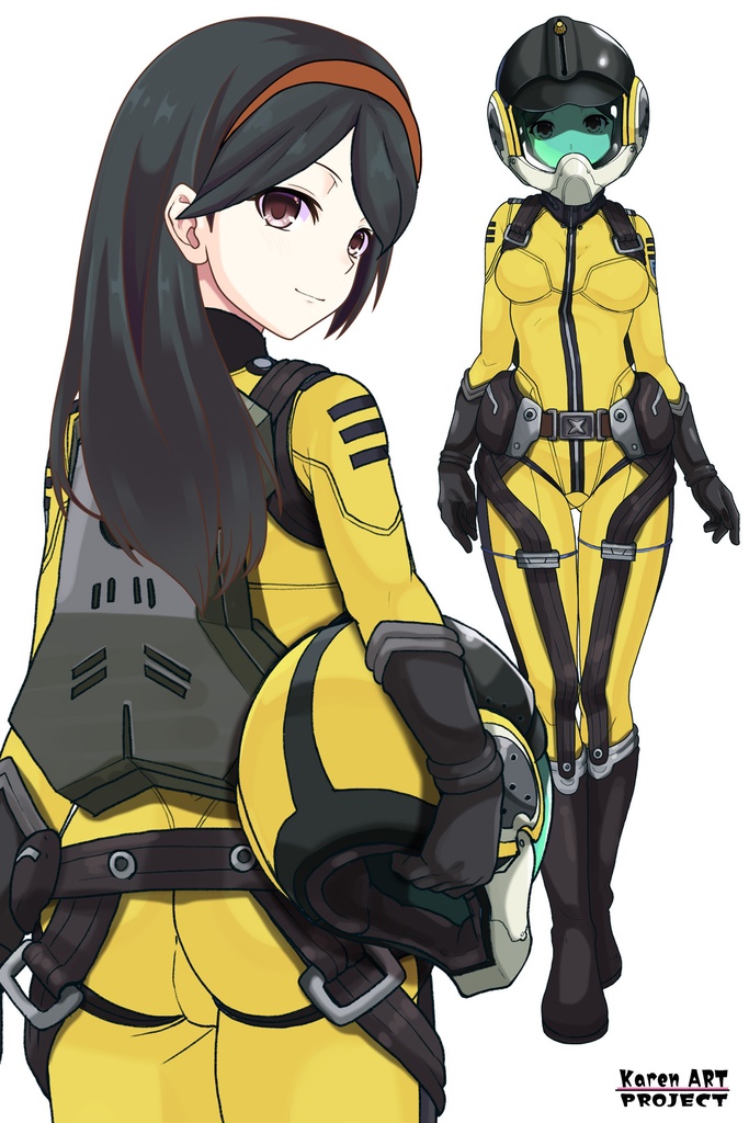 カレンちゃん+西条 未来のパイロットスーツ【宇宙戦艦ヤマト2199-2】背面 Back Angle Karen is wearing Miki Saijyo's Pilot Suit【Space Battleship Yamato 2199-2】