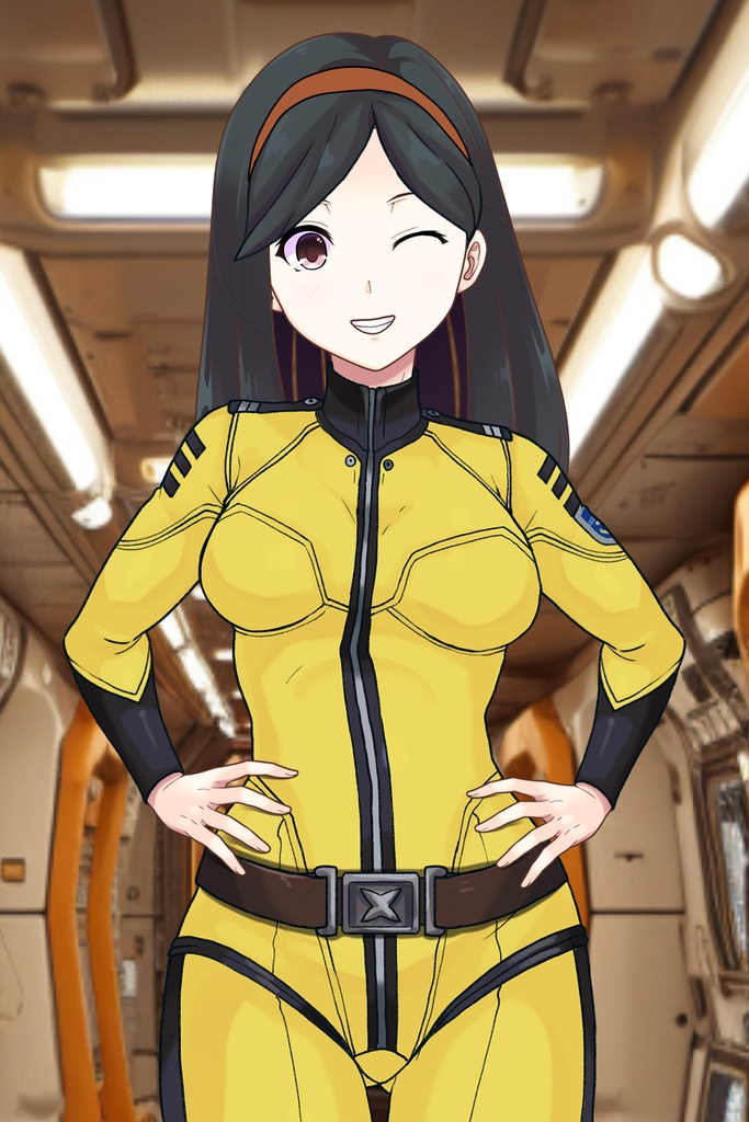 カレンちゃん+西条 未来のパイロットスーツ【宇宙戦艦ヤマト2199-3】正面Sポーズ Front S-POSE Karen is wearing Miki Saijyo's Pilot Suit【Space Battleship Yamato 2199-3】