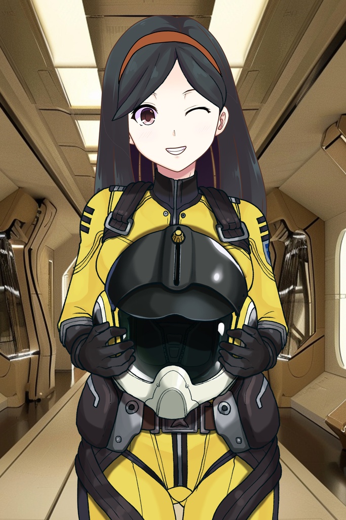 カレンちゃん+西条 未来のパイロットスーツ【宇宙戦艦ヤマト2199-3】正面Sポーズ Front S-POSE Karen is wearing Miki Saijyo's Pilot Suit【Space Battleship Yamato 2199-3】