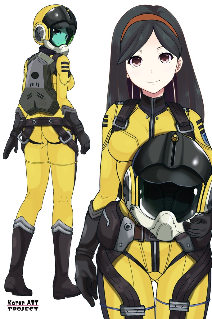 カレンちゃん+西条 未来のパイロットスーツ【宇宙戦艦ヤマト2199-3】正面Sポーズ Front S-POSE Karen is wearing Miki Saijyo's Pilot Suit【Space Battleship Yamato 2199-3】