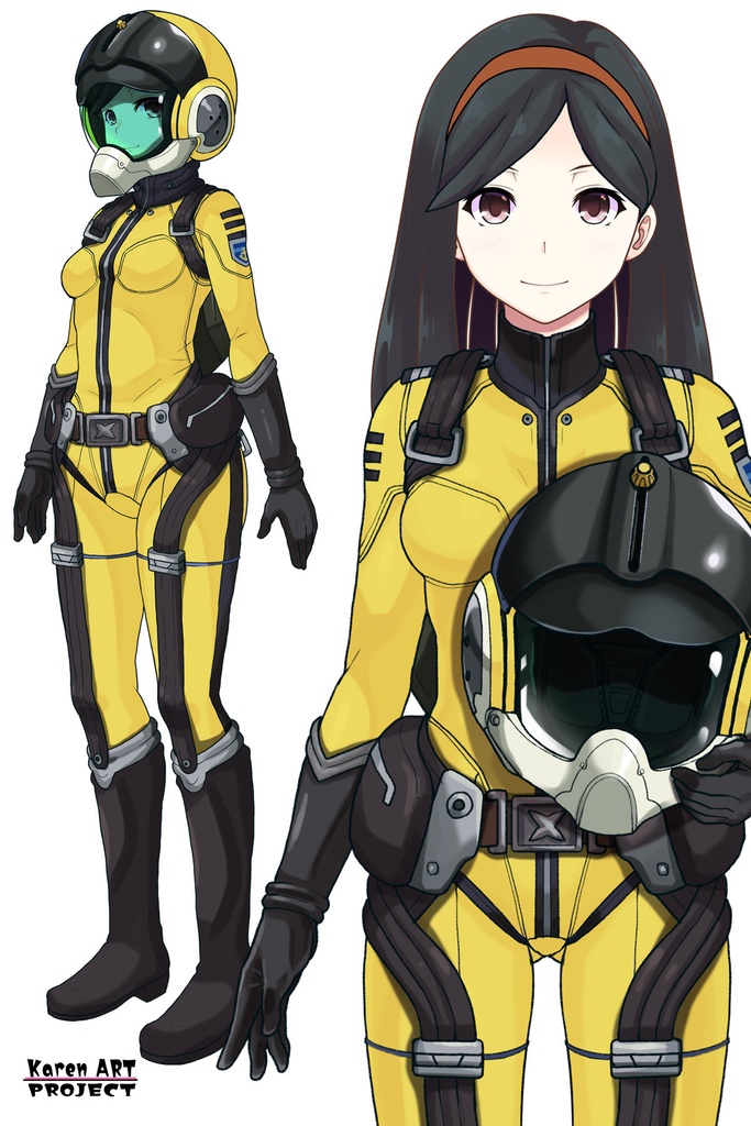 カレンちゃん+西条 未来のパイロットスーツ【宇宙戦艦ヤマト2199-4】正面 Front Angle Karen is wearing Miki Saijyo's Pilot Suit【Space Battleship Yamato 2199-4】