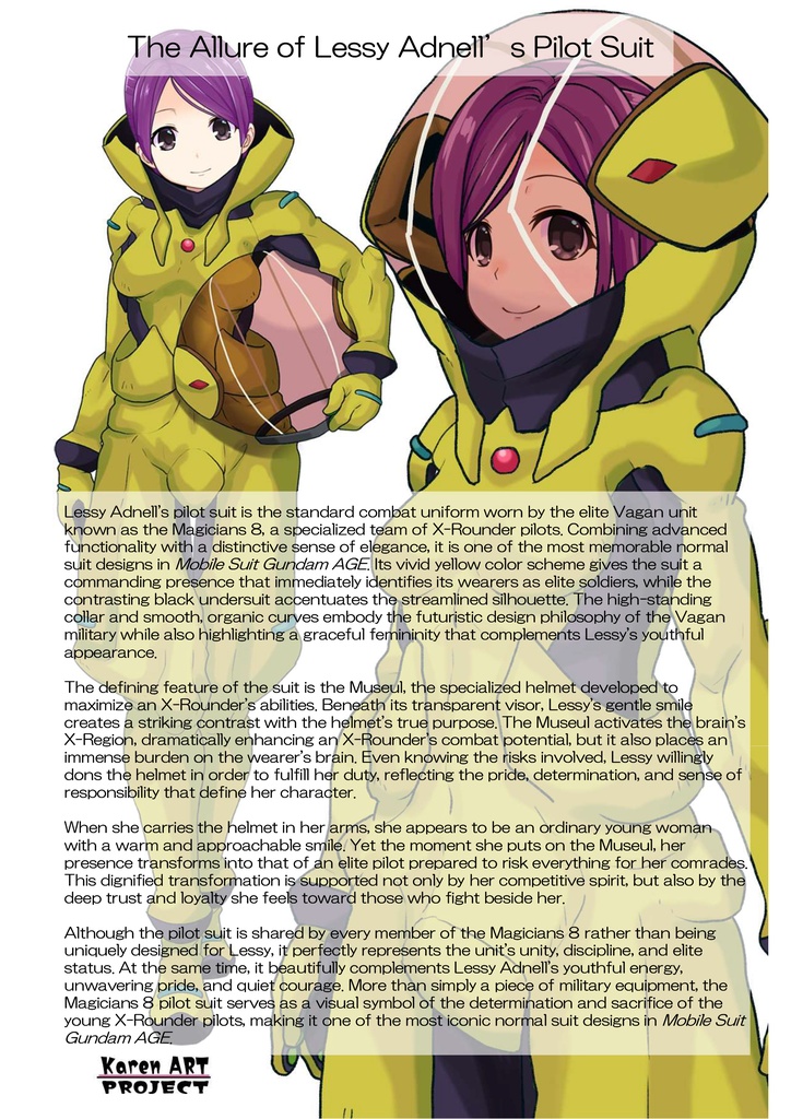 ゆりちゃん+レッシー・アドネルのパイロットスーツ【機動戦士ガンダムAGE-1】斜め前アングル Diagonal front angle Yuri is wearing Lessie Adonel's Pilot Suit【Mobile Suit Gundam AGE-1】