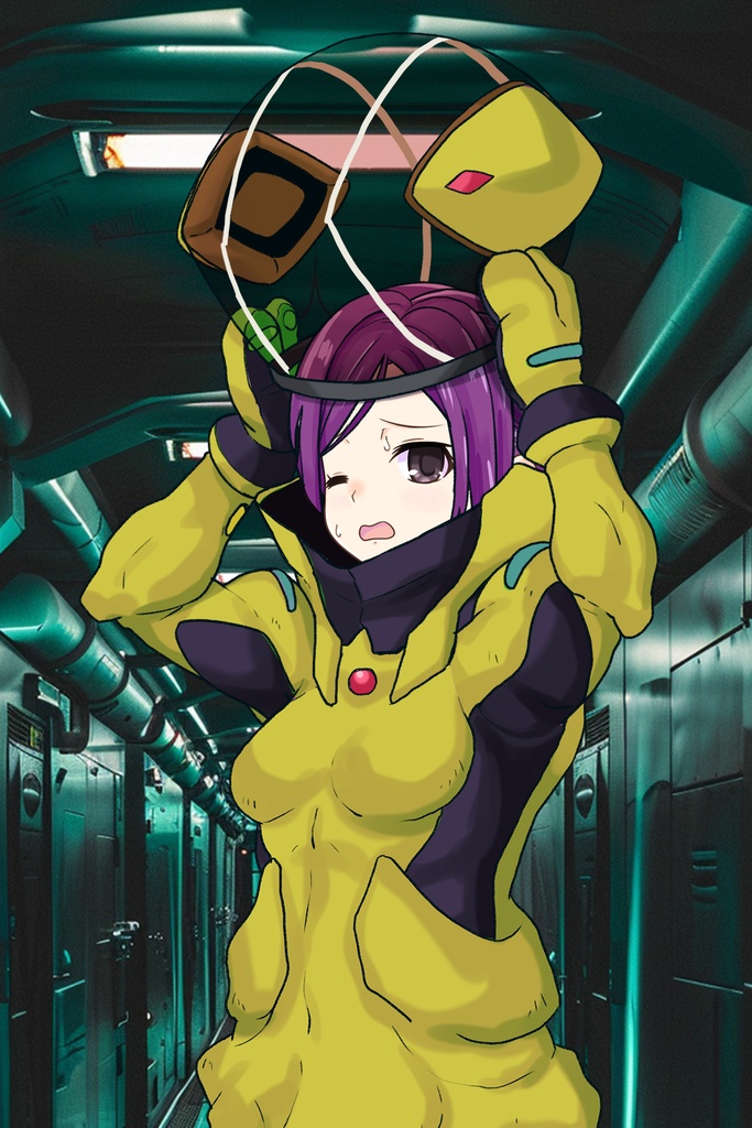 ゆりちゃん+レッシー・アドネルのパイロットスーツ【機動戦士ガンダムAGE-1】斜め前アングル Diagonal front angle Yuri is wearing Lessie Adonel's Pilot Suit【Mobile Suit Gundam AGE-1】