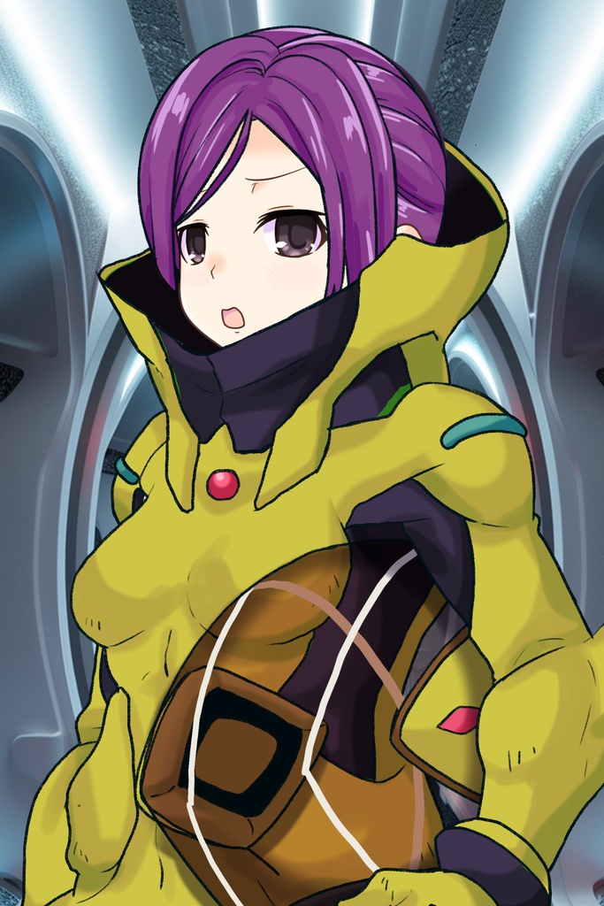 ゆりちゃん+レッシー・アドネルのパイロットスーツ【機動戦士ガンダムAGE-1】斜め前アングル Diagonal front angle Yuri is wearing Lessie Adonel's Pilot Suit【Mobile Suit Gundam AGE-1】