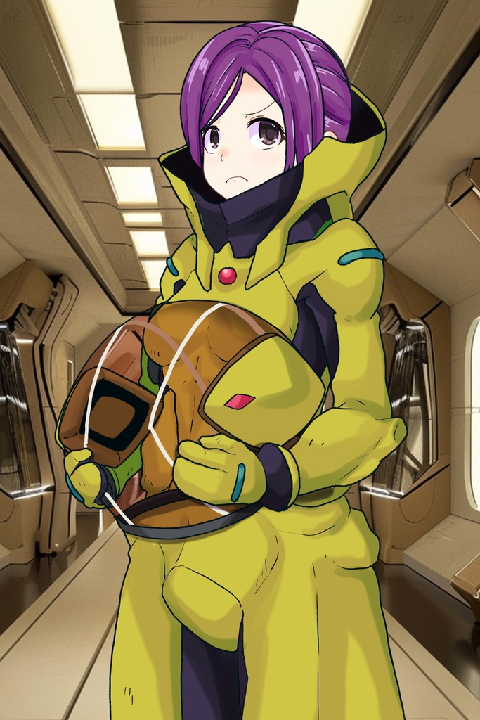 ゆりちゃん+レッシー・アドネルのパイロットスーツ【機動戦士ガンダムAGE-1】斜め前アングル Diagonal front angle Yuri is wearing Lessie Adonel's Pilot Suit【Mobile Suit Gundam AGE-1】