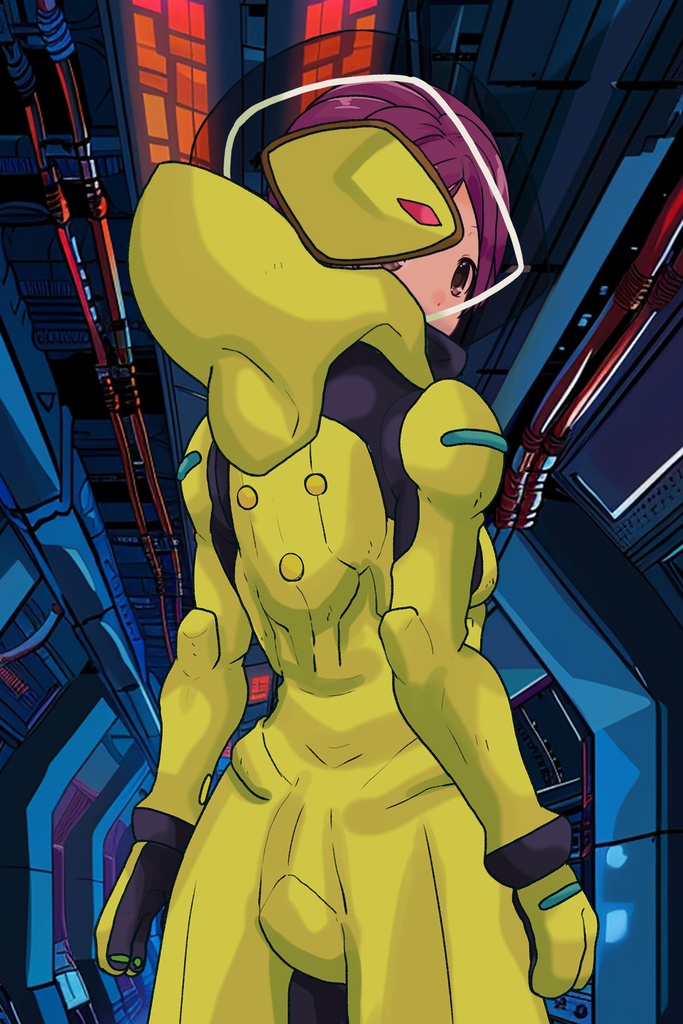 ゆりちゃん+レッシー・アドネルのパイロットスーツ【機動戦士ガンダムAGE-2】斜め前アングル Diagonal front angle Yuri is wearing Lessie Adonel's Pilot Suit【Mobile Suit Gundam AGE-2】