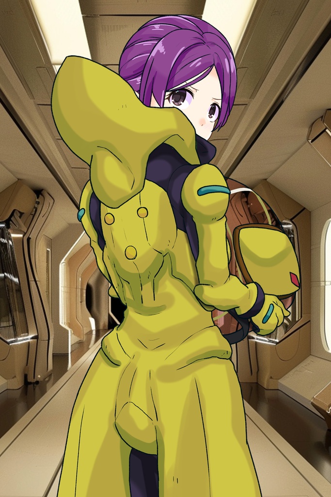 ゆりちゃん+レッシー・アドネルのパイロットスーツ【機動戦士ガンダムAGE-2】斜め前アングル Diagonal front angle Yuri is wearing Lessie Adonel's Pilot Suit【Mobile Suit Gundam AGE-2】