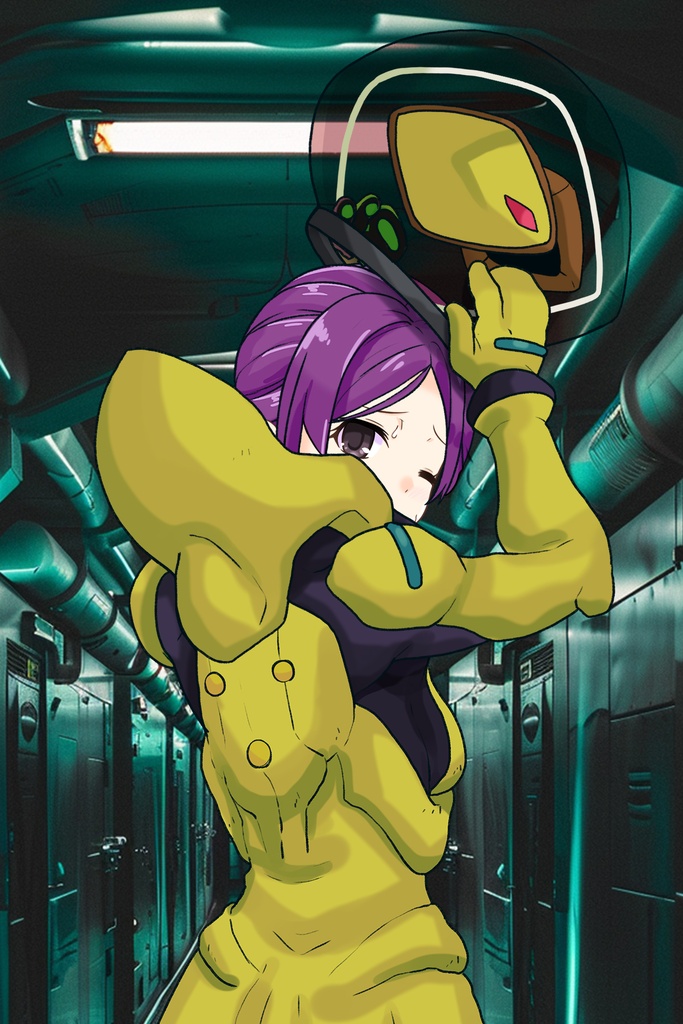 ゆりちゃん+レッシー・アドネルのパイロットスーツ【機動戦士ガンダムAGE-2】斜め前アングル Diagonal front angle Yuri is wearing Lessie Adonel's Pilot Suit【Mobile Suit Gundam AGE-2】