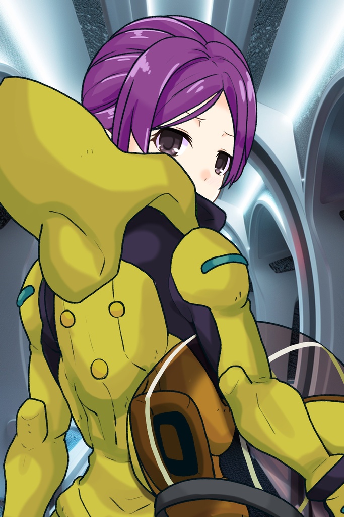 ゆりちゃん+レッシー・アドネルのパイロットスーツ【機動戦士ガンダムAGE-2】斜め前アングル Diagonal front angle Yuri is wearing Lessie Adonel's Pilot Suit【Mobile Suit Gundam AGE-2】