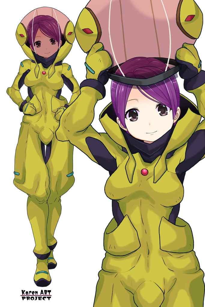 ゆりちゃん+レッシー・アドネルのパイロットスーツ【機動戦士ガンダムAGE-3】斜め前アングル Diagonal front angle Yuri is wearing Lessie Adonel's Pilot Suit【Mobile Suit Gundam AGE-3】