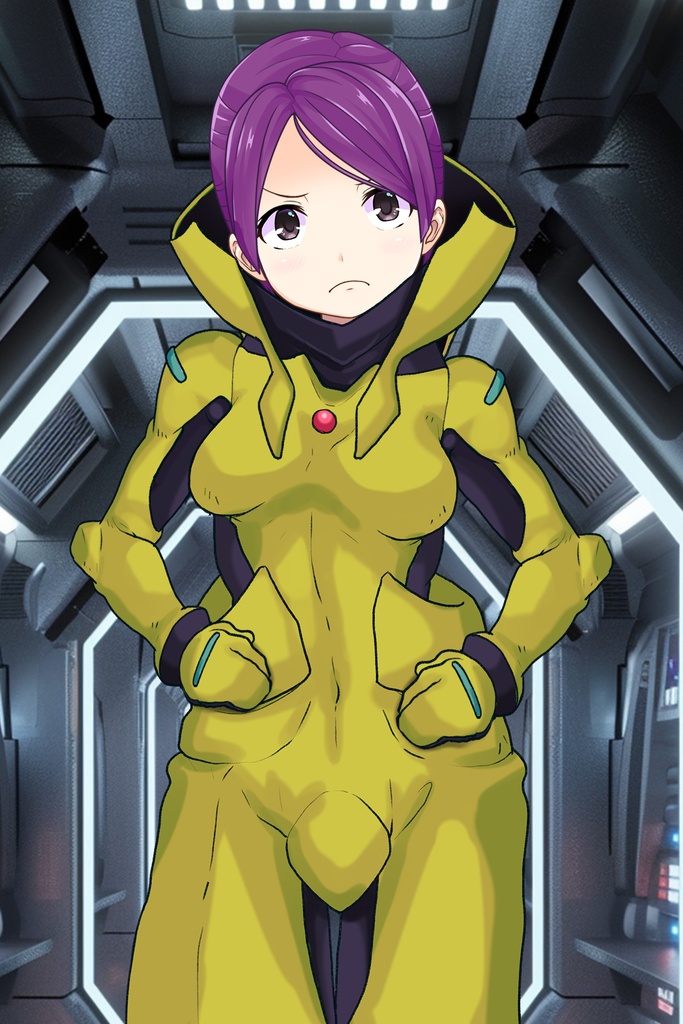 ゆりちゃん+レッシー・アドネルのパイロットスーツ【機動戦士ガンダムAGE-3】斜め前アングル Diagonal front angle Yuri is wearing Lessie Adonel's Pilot Suit【Mobile Suit Gundam AGE-3】