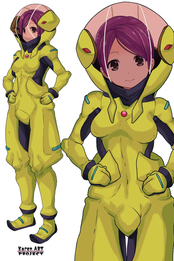 ゆりちゃん+レッシー・アドネルのパイロットスーツ【機動戦士ガンダムAGE-3】斜め前アングル Diagonal front angle Yuri is wearing Lessie Adonel's Pilot Suit【Mobile Suit Gundam AGE-3】