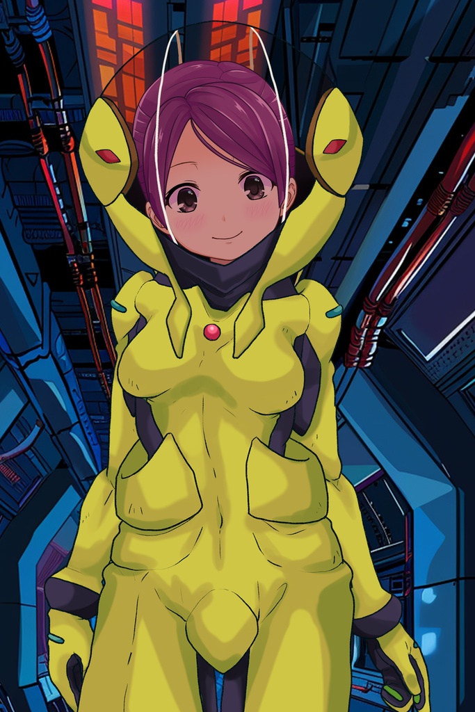 ゆりちゃん+レッシー・アドネルのパイロットスーツ【機動戦士ガンダムAGE-3】斜め前アングル Diagonal front angle Yuri is wearing Lessie Adonel's Pilot Suit【Mobile Suit Gundam AGE-3】