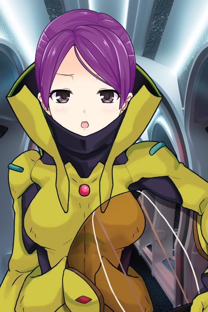 ゆりちゃん+レッシー・アドネルのパイロットスーツ【機動戦士ガンダムAGE-4】斜め前アングル Diagonal front angle Yuri is wearing Lessie Adonel's Pilot Suit【Mobile Suit Gundam AGE-4】