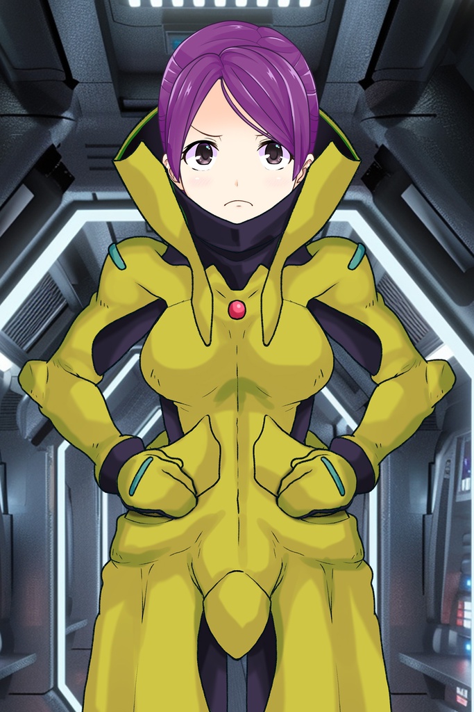 ゆりちゃん+レッシー・アドネルのパイロットスーツ【機動戦士ガンダムAGE-4】斜め前アングル Diagonal front angle Yuri is wearing Lessie Adonel's Pilot Suit【Mobile Suit Gundam AGE-4】