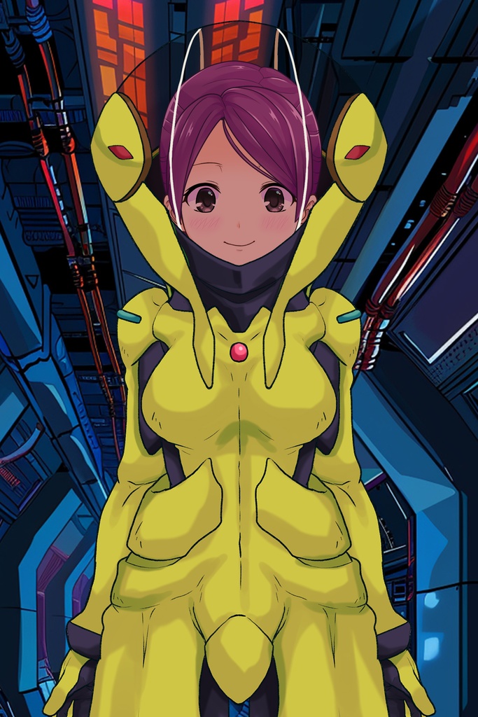 ゆりちゃん+レッシー・アドネルのパイロットスーツ【機動戦士ガンダムAGE-4】斜め前アングル Diagonal front angle Yuri is wearing Lessie Adonel's Pilot Suit【Mobile Suit Gundam AGE-4】