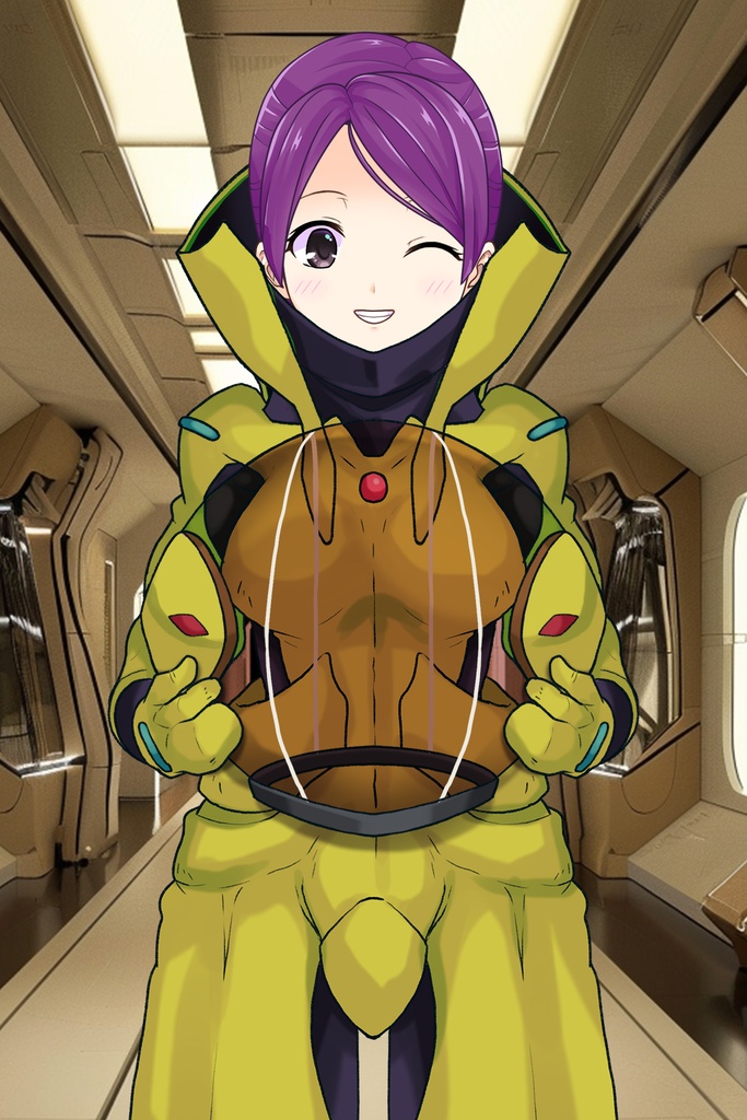 ゆりちゃん+レッシー・アドネルのパイロットスーツ【機動戦士ガンダムAGE-4】斜め前アングル Diagonal front angle Yuri is wearing Lessie Adonel's Pilot Suit【Mobile Suit Gundam AGE-4】