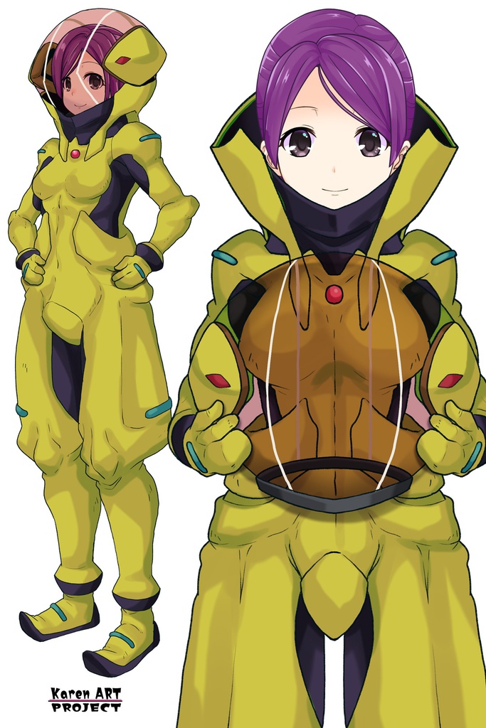 ゆりちゃん+レッシー・アドネルのパイロットスーツ【機動戦士ガンダムAGE-4】斜め前アングル Diagonal front angle Yuri is wearing Lessie Adonel's Pilot Suit【Mobile Suit Gundam AGE-4】