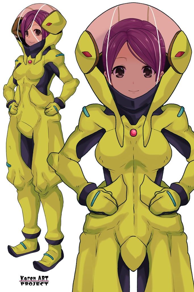 ゆりちゃん+レッシー・アドネルのパイロットスーツ【機動戦士ガンダムAGE-4】斜め前アングル Diagonal front angle Yuri is wearing Lessie Adonel's Pilot Suit【Mobile Suit Gundam AGE-4】