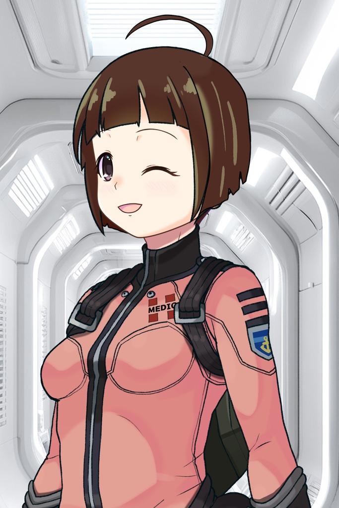 ゆりちゃん+原田 真琴のパイロットスーツ【宇宙戦艦ヤマト2199-1】斜め前アングル Diagonal front angle Yuri is wearing Makoto Harada's Pilot Suit【Space Battleship Yamato 2199-1】