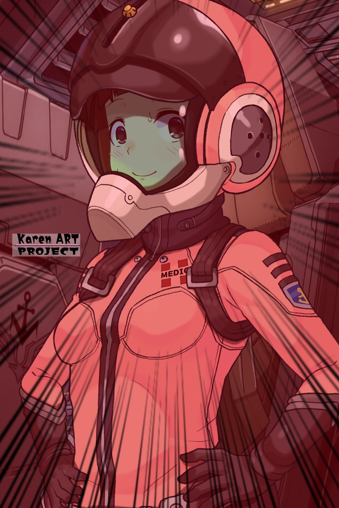 ゆりちゃん+原田 真琴のパイロットスーツ【宇宙戦艦ヤマト2199-1】斜め前アングル Diagonal front angle Yuri is wearing Makoto Harada's Pilot Suit【Space Battleship Yamato 2199-1】