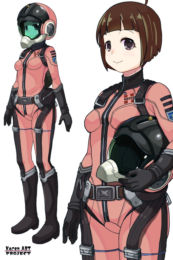 ゆりちゃん+原田 真琴のパイロットスーツ【宇宙戦艦ヤマト2199-1】斜め前アングル Diagonal front angle Yuri is wearing Makoto Harada's Pilot Suit【Space Battleship Yamato 2199-1】