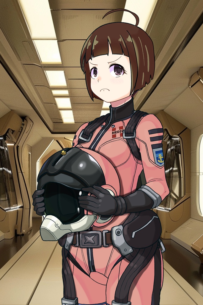 ゆりちゃん+原田 真琴のパイロットスーツ【宇宙戦艦ヤマト2199-1】斜め前アングル Diagonal front angle Yuri is wearing Makoto Harada's Pilot Suit【Space Battleship Yamato 2199-1】