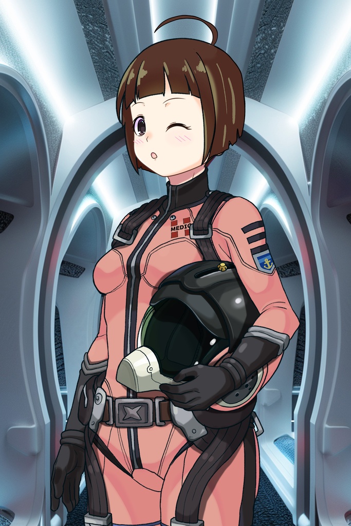 ゆりちゃん+原田 真琴のパイロットスーツ【宇宙戦艦ヤマト2199-1】斜め前アングル Diagonal front angle Yuri is wearing Makoto Harada's Pilot Suit【Space Battleship Yamato 2199-1】