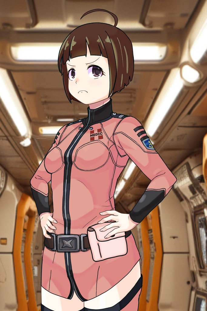 ゆりちゃん+原田 真琴のパイロットスーツ【宇宙戦艦ヤマト2199-1】斜め前アングル Diagonal front angle Yuri is wearing Makoto Harada's Pilot Suit【Space Battleship Yamato 2199-1】