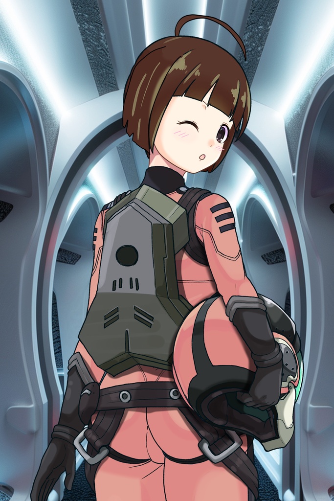 ゆりちゃん+原田 真琴のパイロットスーツ【宇宙戦艦ヤマト2199-2】斜め前アングル Diagonal front angle Yuri is wearing Makoto Harada's Pilot Suit【Space Battleship Yamato 2199-2】