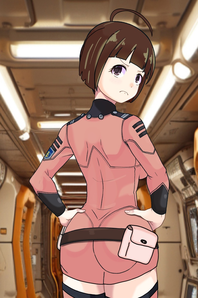 ゆりちゃん+原田 真琴のパイロットスーツ【宇宙戦艦ヤマト2199-2】斜め前アングル Diagonal front angle Yuri is wearing Makoto Harada's Pilot Suit【Space Battleship Yamato 2199-2】