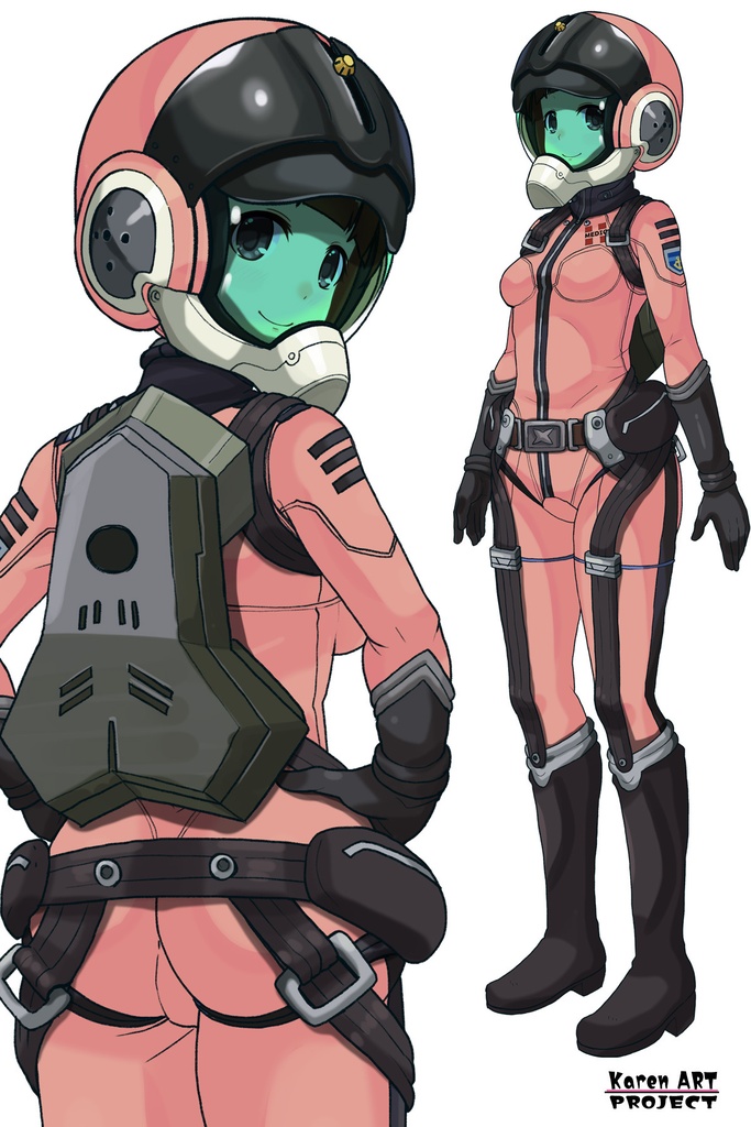 ゆりちゃん+原田 真琴のパイロットスーツ【宇宙戦艦ヤマト2199-2】斜め前アングル Diagonal front angle Yuri is wearing Makoto Harada's Pilot Suit【Space Battleship Yamato 2199-2】
