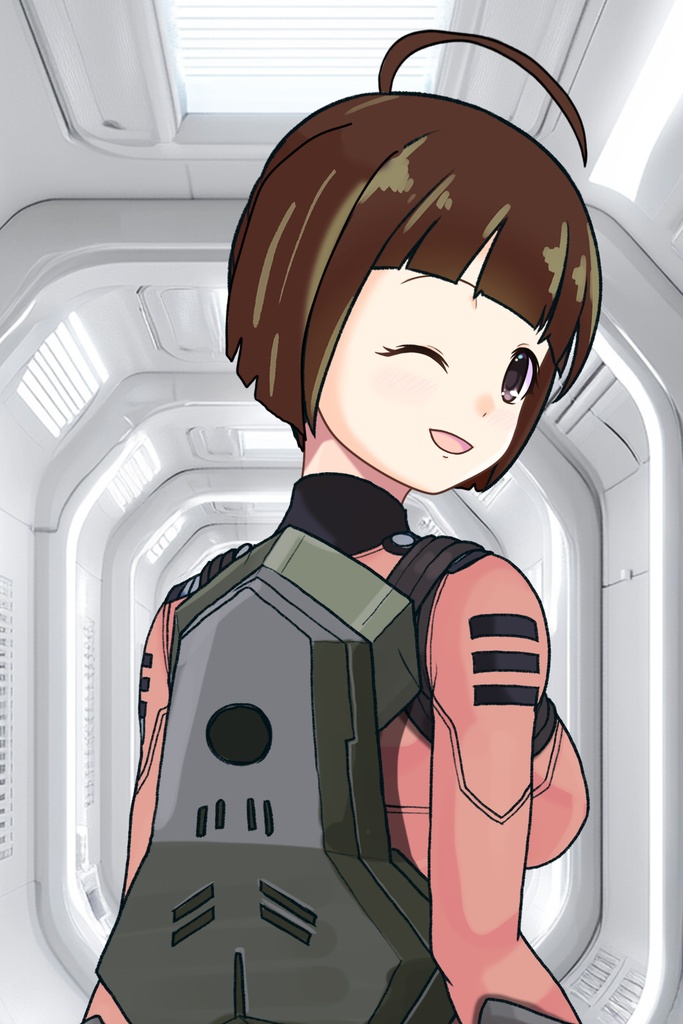 ゆりちゃん+原田 真琴のパイロットスーツ【宇宙戦艦ヤマト2199-2】斜め前アングル Diagonal front angle Yuri is wearing Makoto Harada's Pilot Suit【Space Battleship Yamato 2199-2】