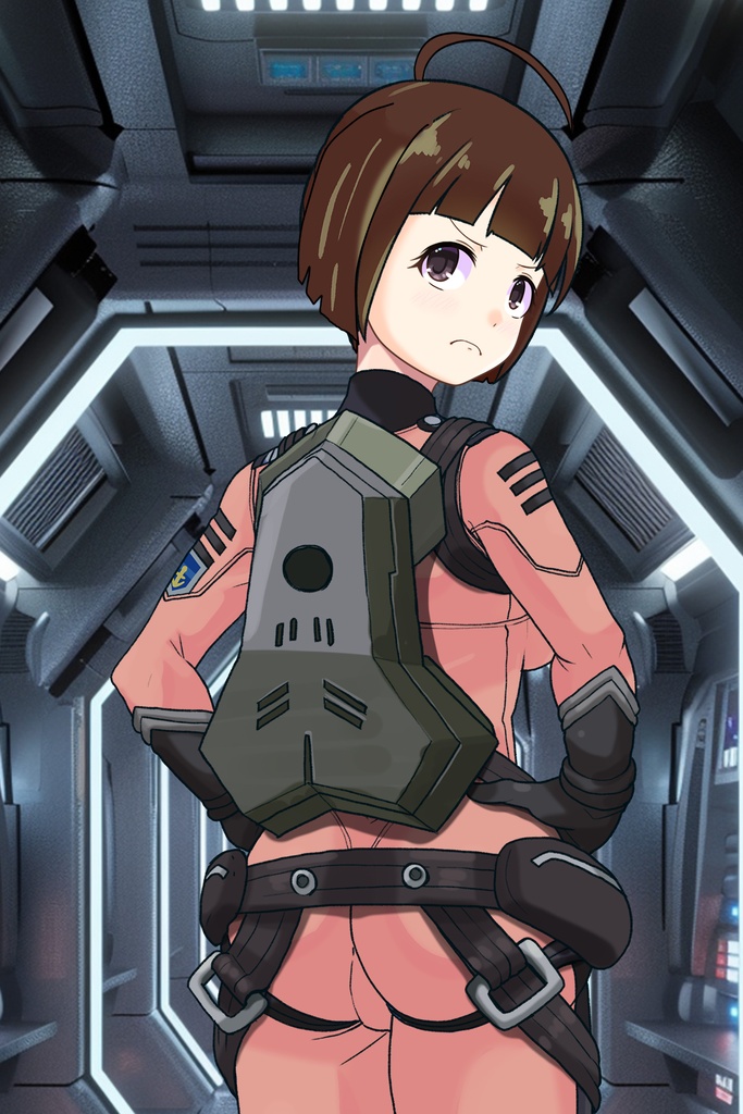 ゆりちゃん+原田 真琴のパイロットスーツ【宇宙戦艦ヤマト2199-2】斜め前アングル Diagonal front angle Yuri is wearing Makoto Harada's Pilot Suit【Space Battleship Yamato 2199-2】