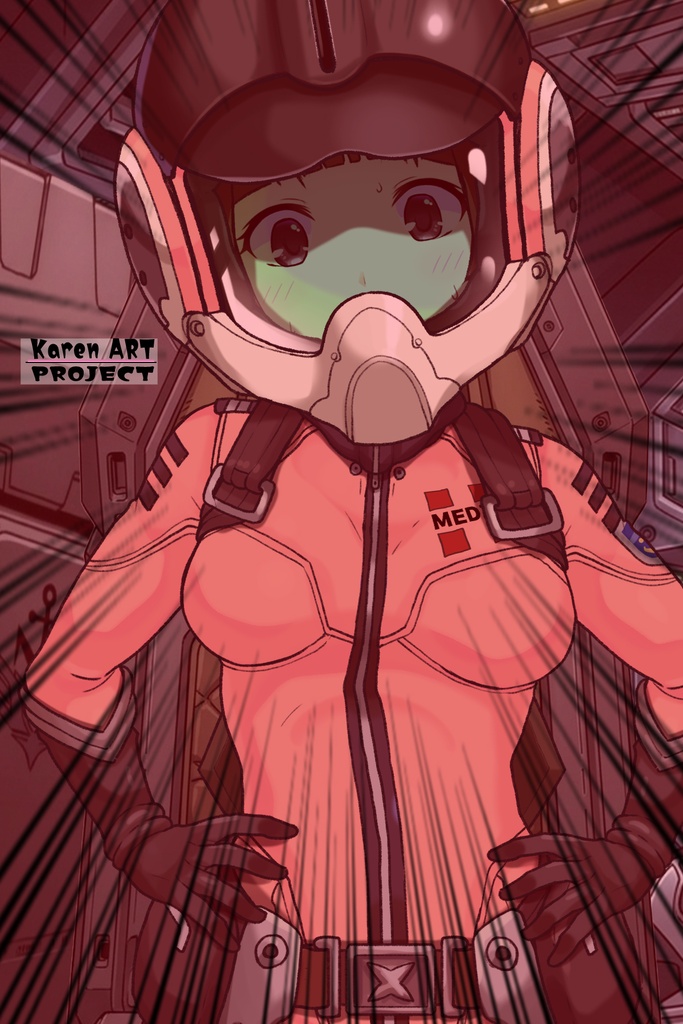 ゆりちゃん+原田 真琴のパイロットスーツ【宇宙戦艦ヤマト2199-3】斜め前アングル Diagonal front angle Yuri is wearing Makoto Harada's Pilot Suit【Space Battleship Yamato 2199-3】