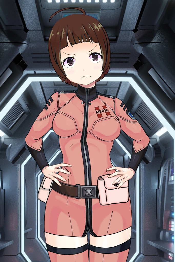 ゆりちゃん+原田 真琴のパイロットスーツ【宇宙戦艦ヤマト2199-3】斜め前アングル Diagonal front angle Yuri is wearing Makoto Harada's Pilot Suit【Space Battleship Yamato 2199-3】
